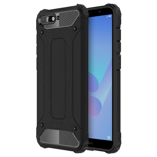 Military Defender Tough Shockproof Case for Huawei Y6 (2018) - Black